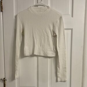 White Ribbed Long Sleeve